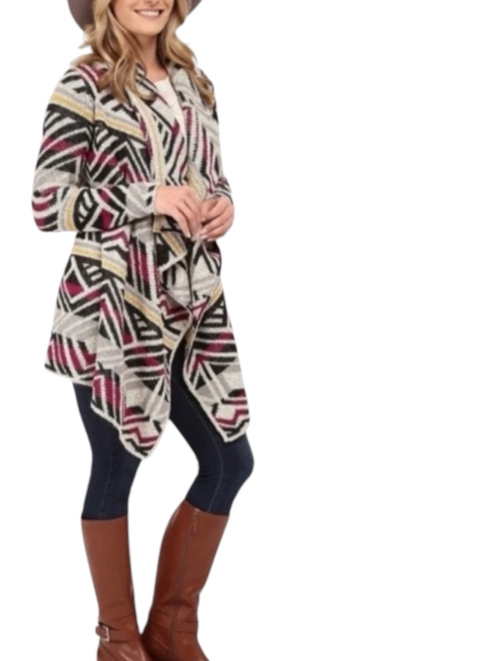 LUCKY BRAND Intarsia Cozy Wrap Open Front Cardigan Southwestern Sweater Size S - Picture 3 of 14